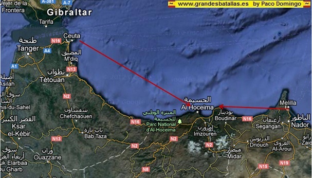 MAPA ALHUCEMAS DESEMBARCO